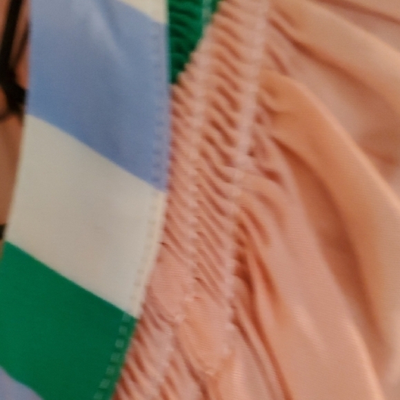 Striped Pink and Green V Neck Women's Top - Picture 7 of 8